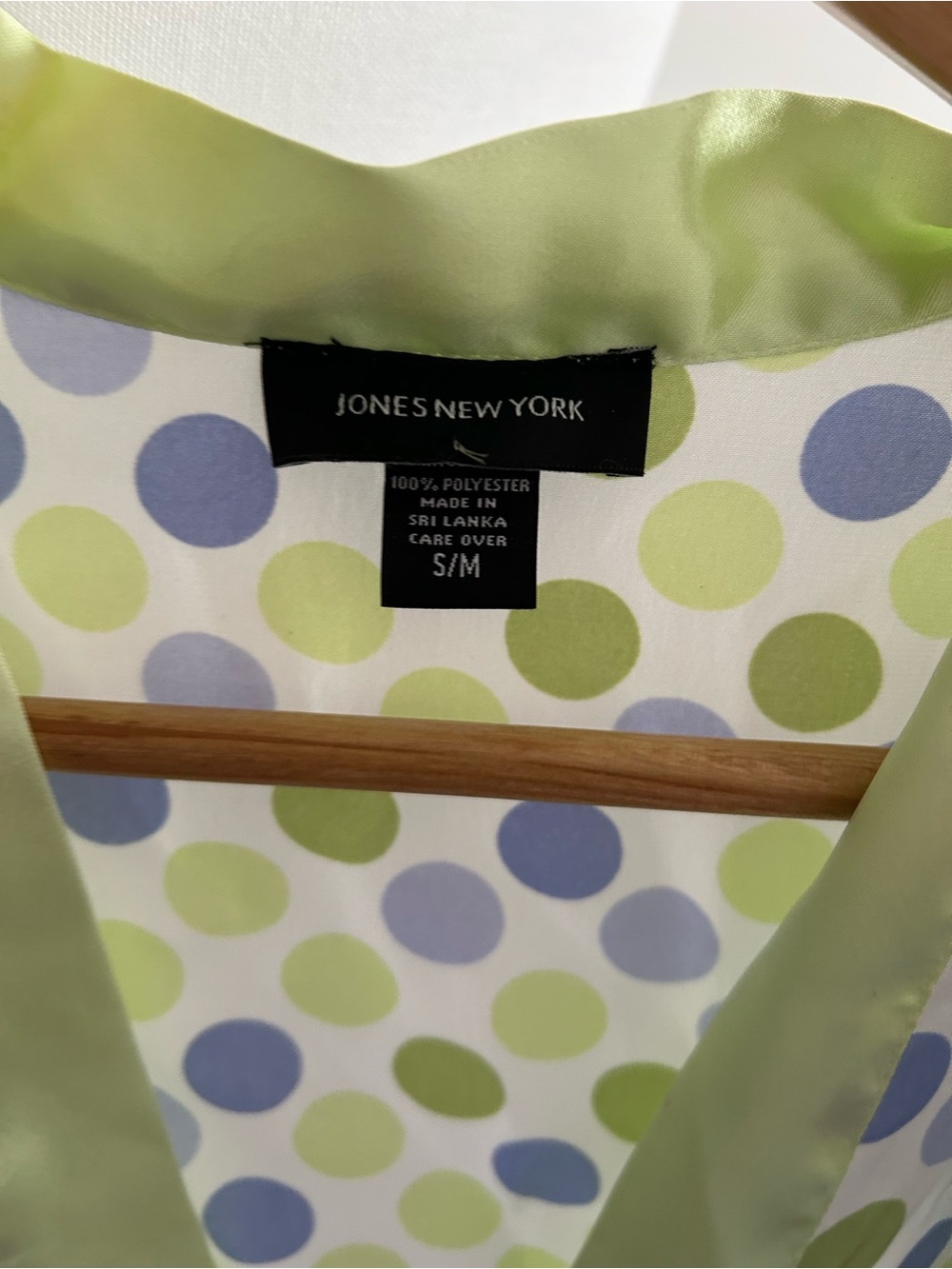 Jones New York Robe Womens Green Polka Dots Sateen Kimono Short Romantic S/M - Picture 3 of 8